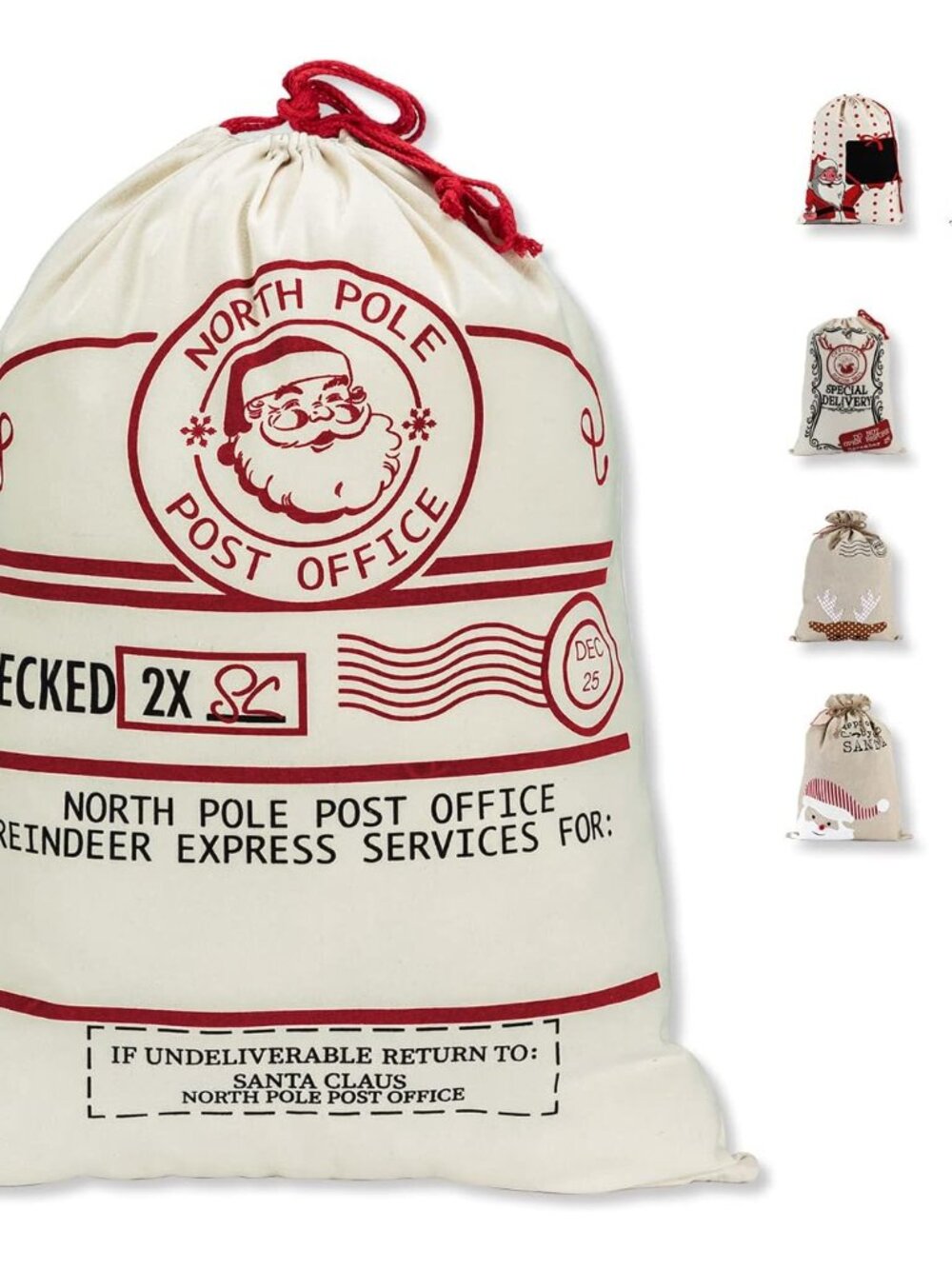 Christmas Santa Sack, Large Christmas Canvas Gift Bag with Drawstring, [Place to
